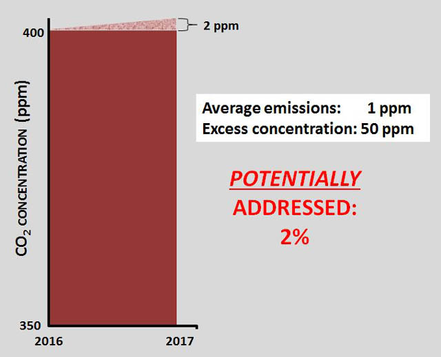 One Year Increase in CO2 Concentration