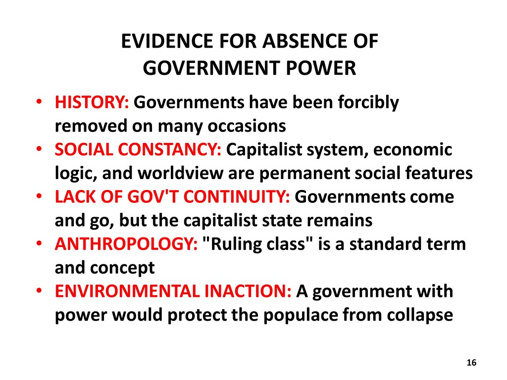 Evidence for Absence of Government Power